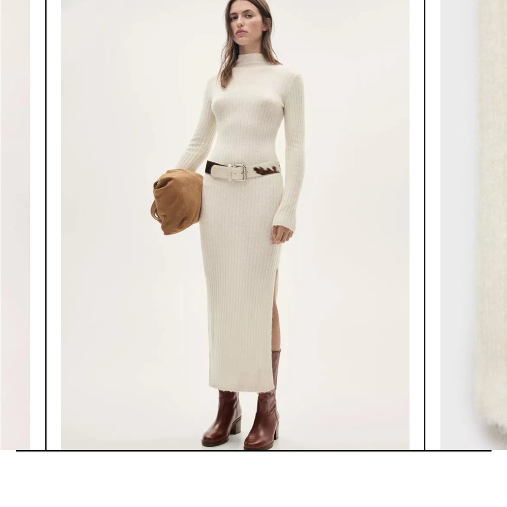 Mango Garrigo Wool Blend Cable Knit Ribbed Dress, NWT - Picture 6 of 9